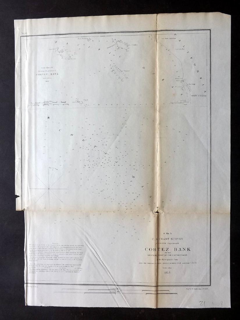 U.S Coast Survey 1853 Map. Cortez Bank, California (1 of 1)