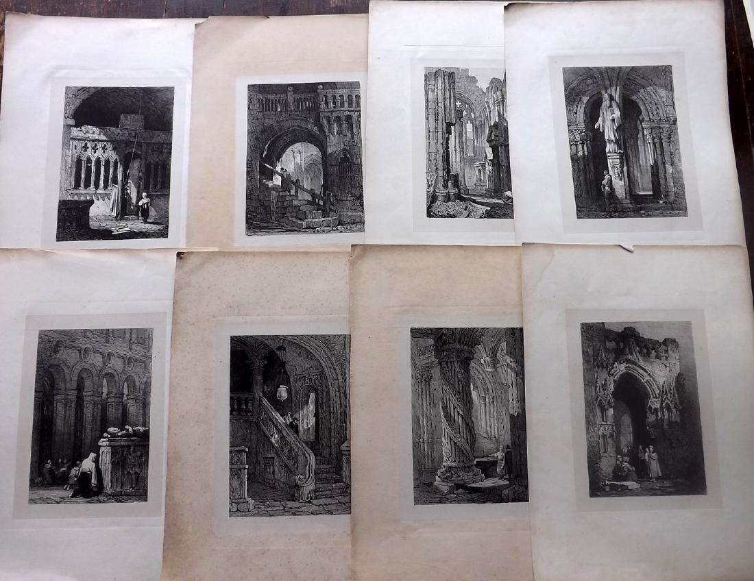 Continental Views C1840 Lot of 12 Lithographs: Lot of 12 Lithographs on India Wove Paper. Unknown Artist/Lithographer and source. Probably France/Belgium. Paper Size: 14.5 x 10.5 inch (37 x 27cm) Most with margin toning. Images fine