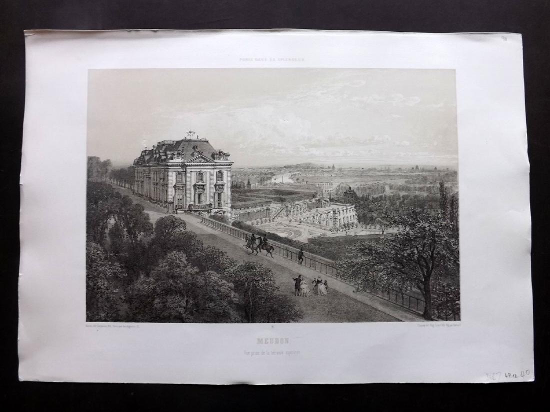 Paris dans sa Splendeur 1863 Large Print. Meudon: Lithograph Published 1861-63, Paris for "Paris dans sa Splendeur" Edited by Henri Charpentier. Mostly Drawn by Felix Bonoist, and Lithographed by Benoist and others. Paper Size: 19 x 13 inch (48 x 33c