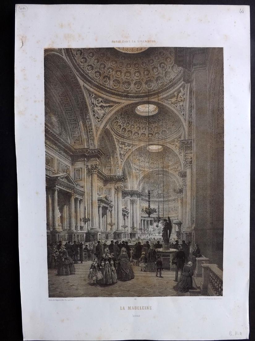 Paris dans sa Splendeur 1863 LG Print. La Madeleine: Lithograph Published 1861-63, Paris for "Paris dans sa Splendeur" Edited by Henri Charpentier. Mostly Drawn by Felix Bonoist, and Lithographed by Benoist and others. Paper Size: 19 x 13 inch (48 x 33c