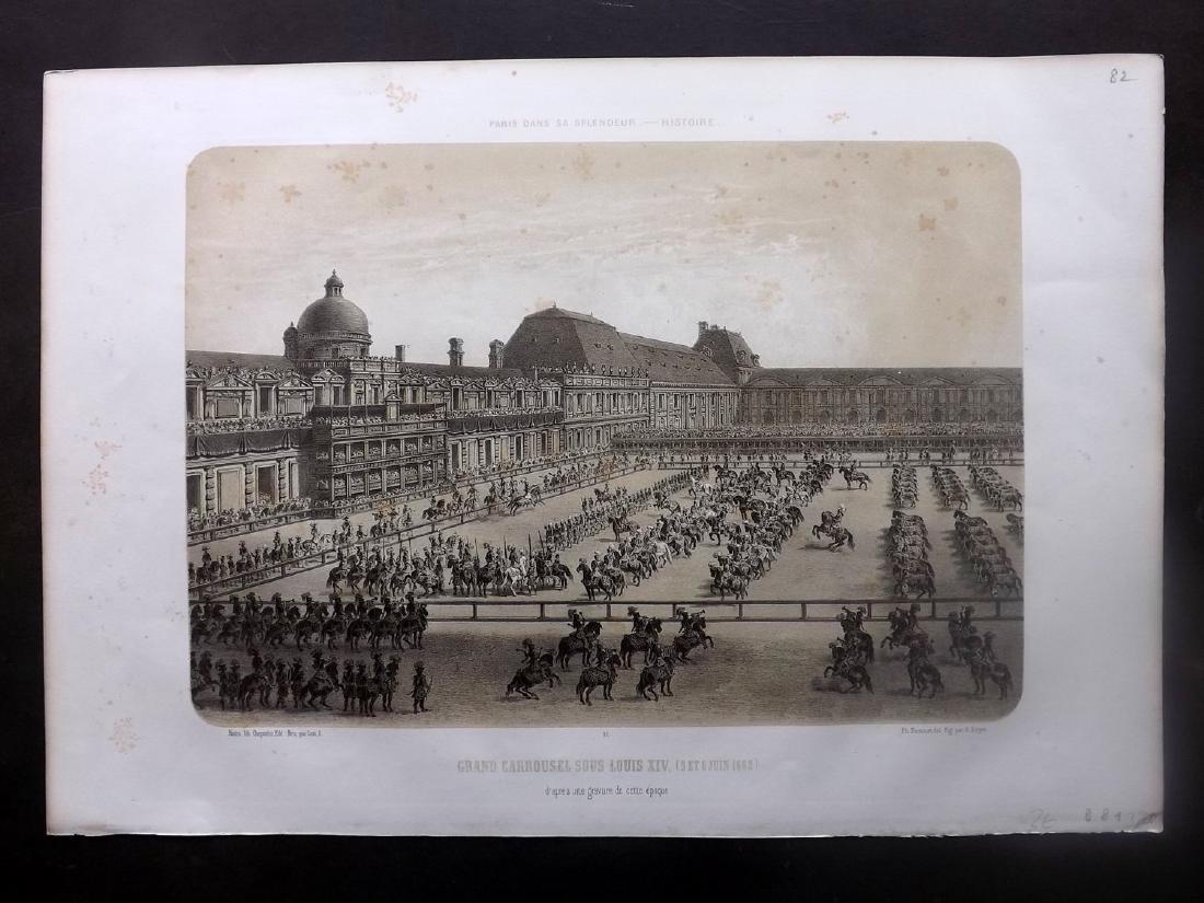 Paris dans sa Splendeur 1863 LG Print. Grand Carrousel: Lithograph Published 1861-63, Paris for "Paris dans sa Splendeur" Edited by Henri Charpentier. Mostly Drawn by Felix Bonoist, and Lithographed by Benoist and others. Paper Size: 19 x 13 inch (48 x 33c