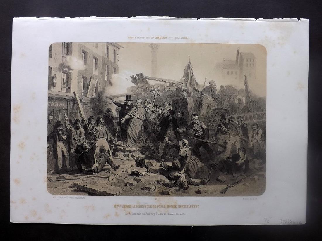 Paris dans sa Splendeur 1863 Affre, Archeveque de Paris: Lithograph Published 1861-63, Paris for "Paris dans sa Splendeur" Edited by Henri Charpentier. Mostly Drawn by Felix Bonoist, and Lithographed by Benoist and others. Paper Size: 19 x 13 inch (48 x 33c