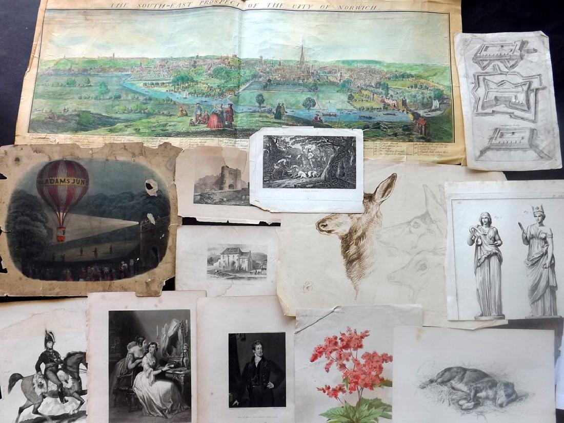 Mixed Damaged Prints 18th-19th Century Lot of 55 (1 of 3)