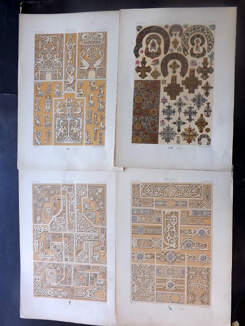 Racinet, Auguste 1873 Group of 4 Design Prints. Russian (1 of 2)
