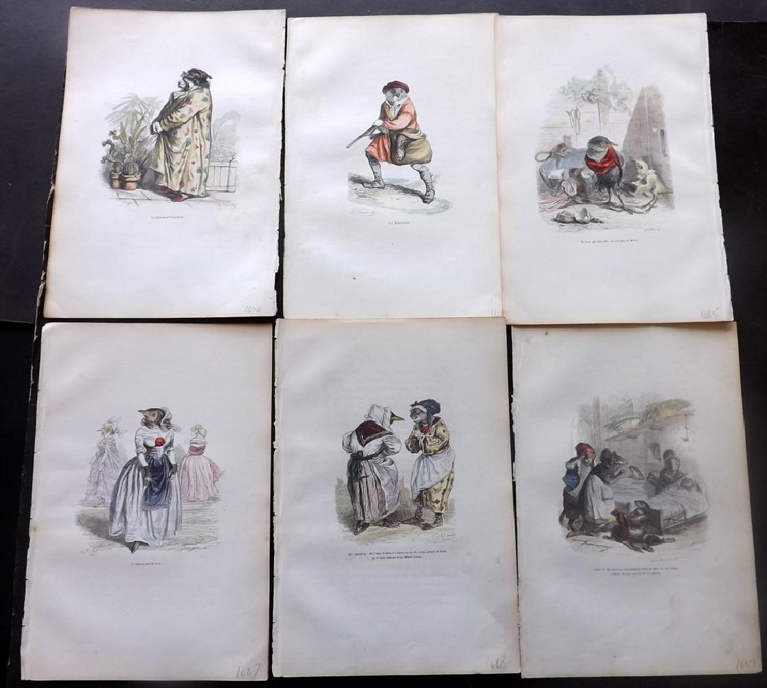 Grandville, J. J 1842 Lot of 8 Anthropomorphic Prints (1 of 2)