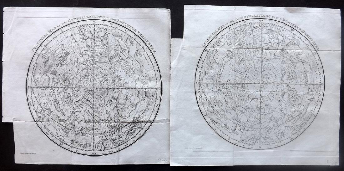 Astronomy Celestial 1821 Pair of Star Maps by Philips (1 of 3)