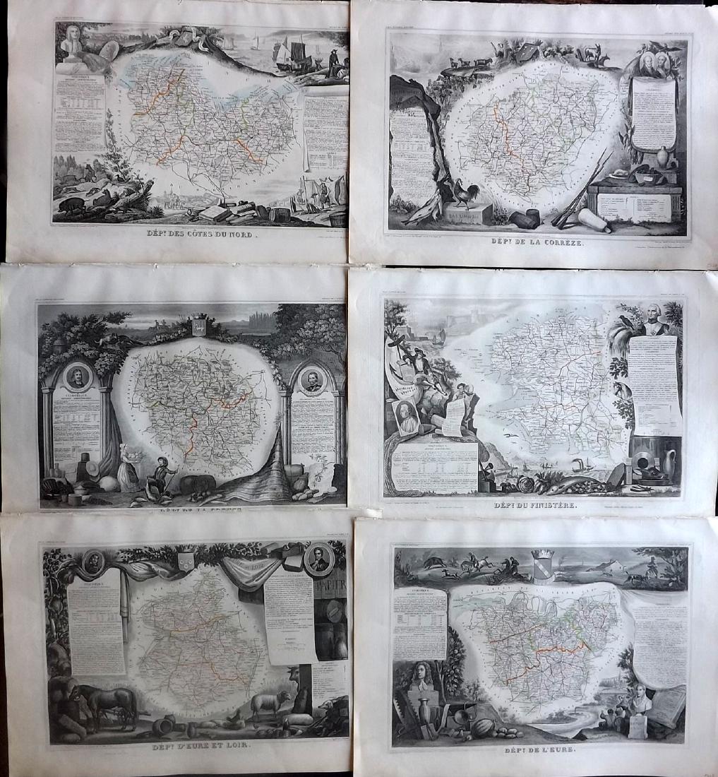 Levasseur, Victor 1859 Lot of 6 Large French Maps (1 of 3)