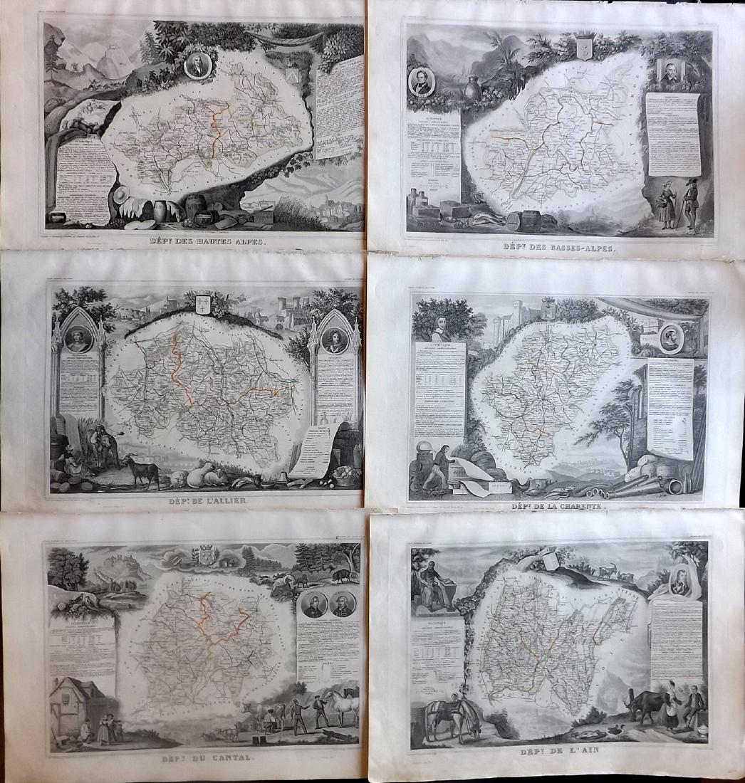 Levasseur, Victor 1859 Lot of 6 Large French Maps (1 of 3)
