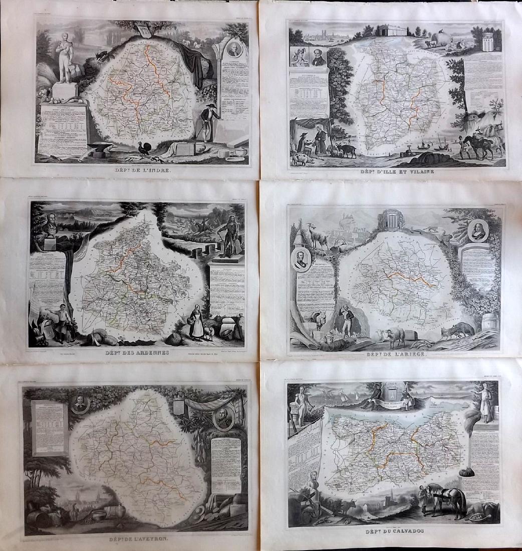Levasseur, Victor 1859 Lot of 6 Large French Maps (1 of 3)