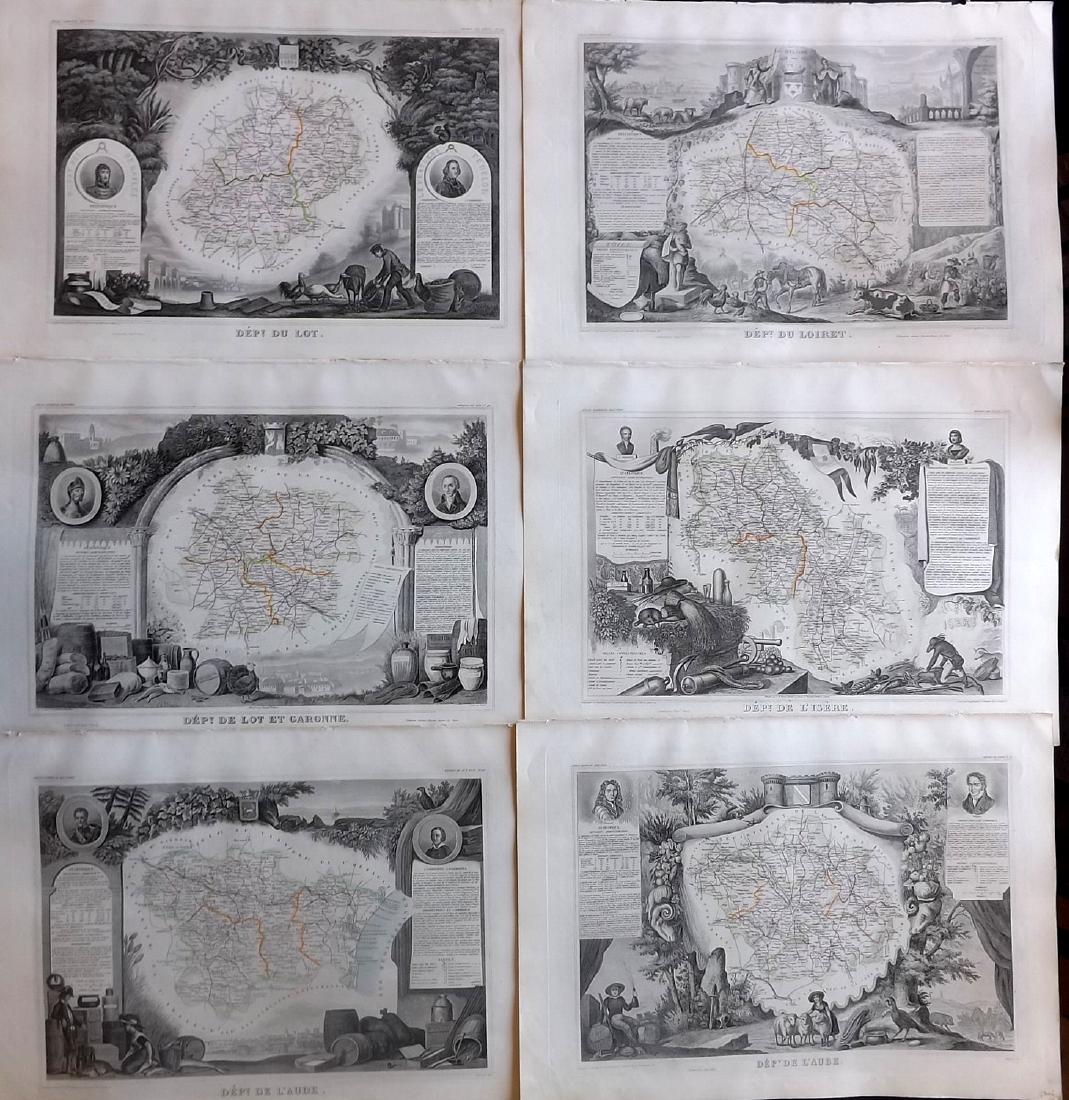 Levasseur, Victor 1859 Lot of 6 Large French Maps (1 of 3)