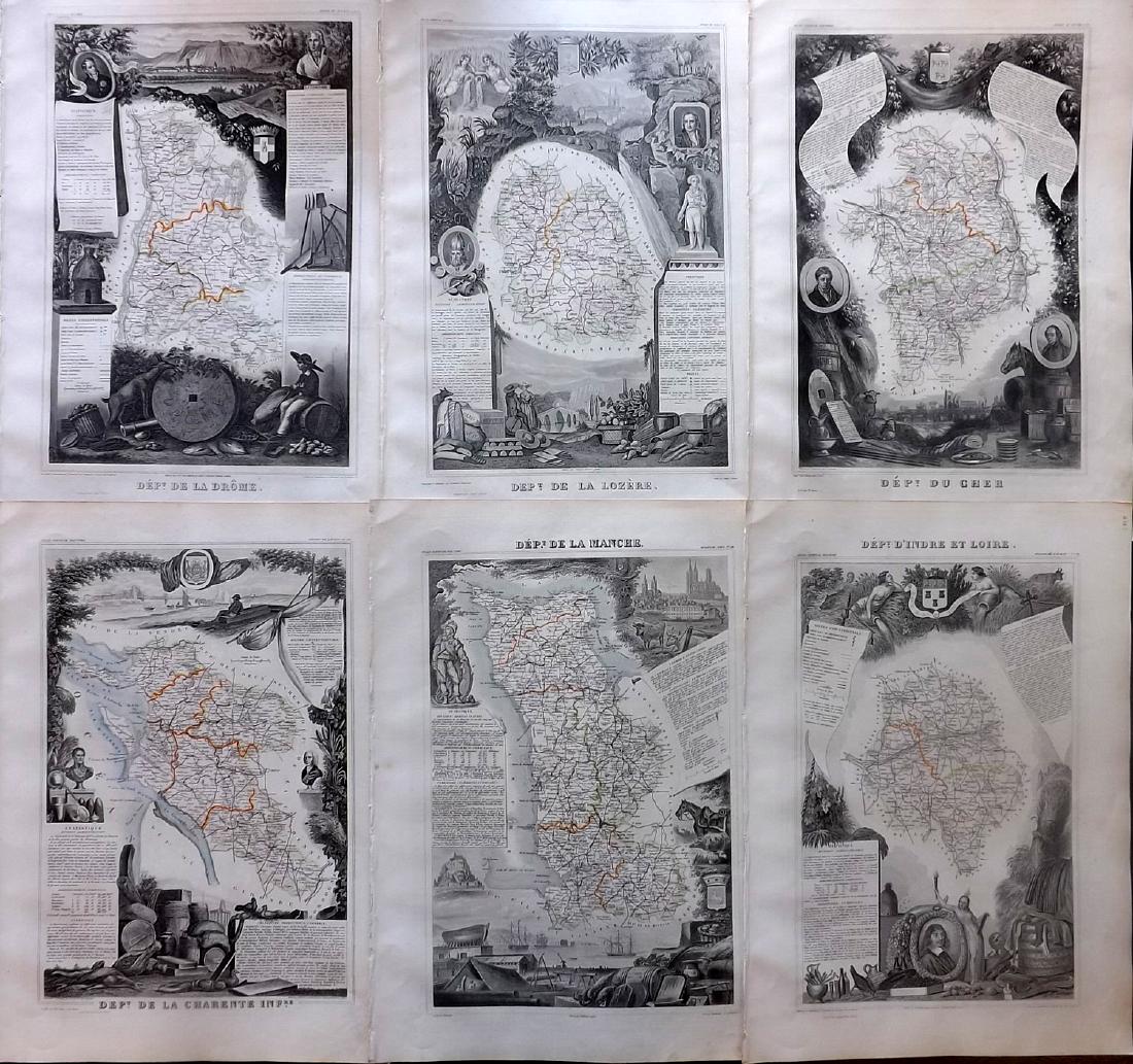 Levasseur, Victor 1859 Lot of 6 Large French Maps (1 of 3)