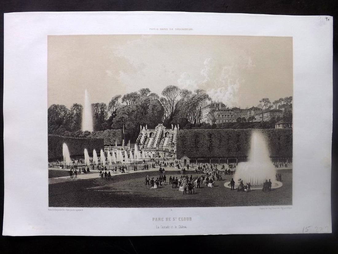 Paris dans sa Splendeur 1863 Print. Parc de St. Cloud: Lithograph Published 1861-63, Paris for "Paris dans sa Splendeur" Edited by Henri Charpentier. Mostly Drawn by Felix Bonoist, and Lithographed by Benoist and others. Paper Size: 19 x 13 inch (48 x 33c