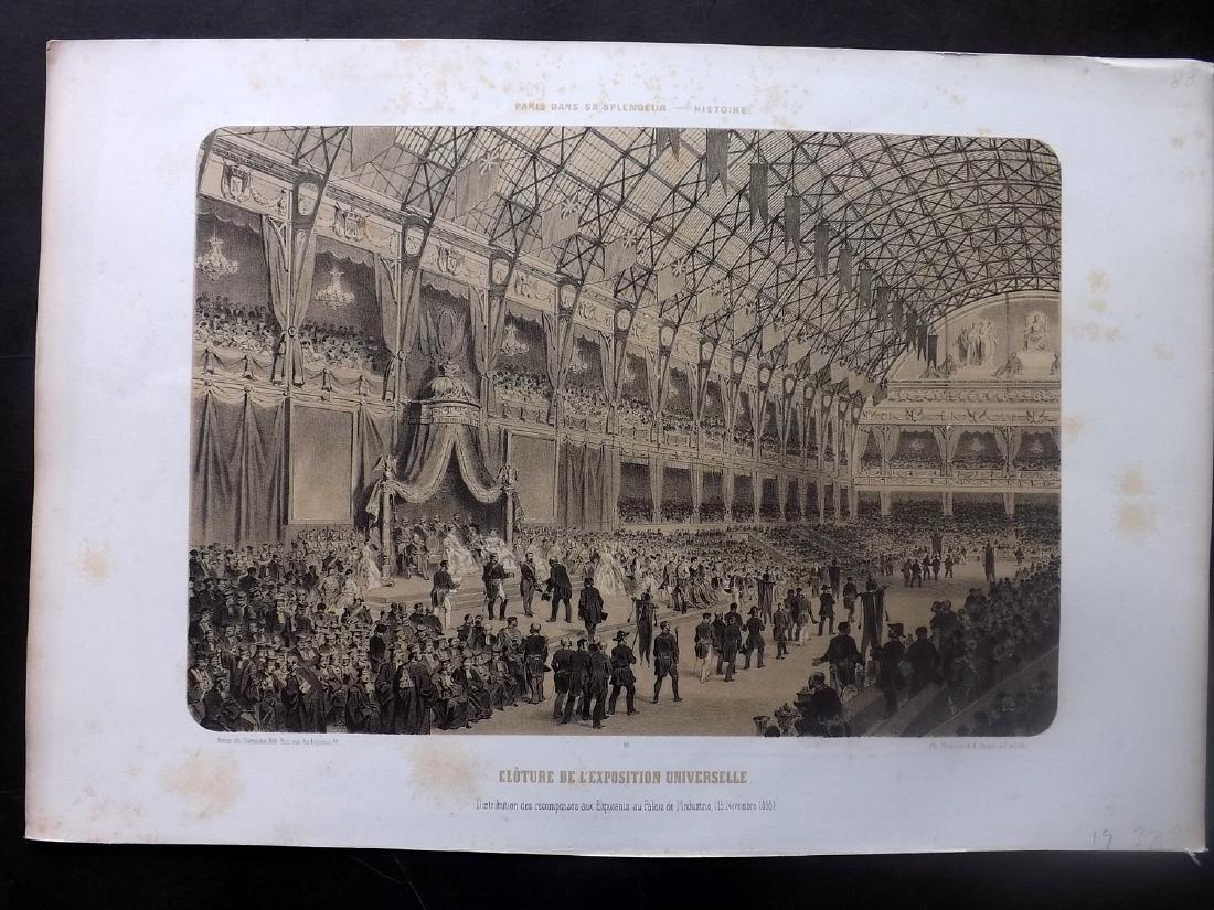 Paris Splendeur 1863 Print. L'Exposition Universelle: Lithograph Published 1861-63, Paris for "Paris dans sa Splendeur" Edited by Henri Charpentier. Mostly Drawn by Felix Bonoist, and Lithographed by Benoist and others. Paper Size: 19 x 13 inch (48 x 33c