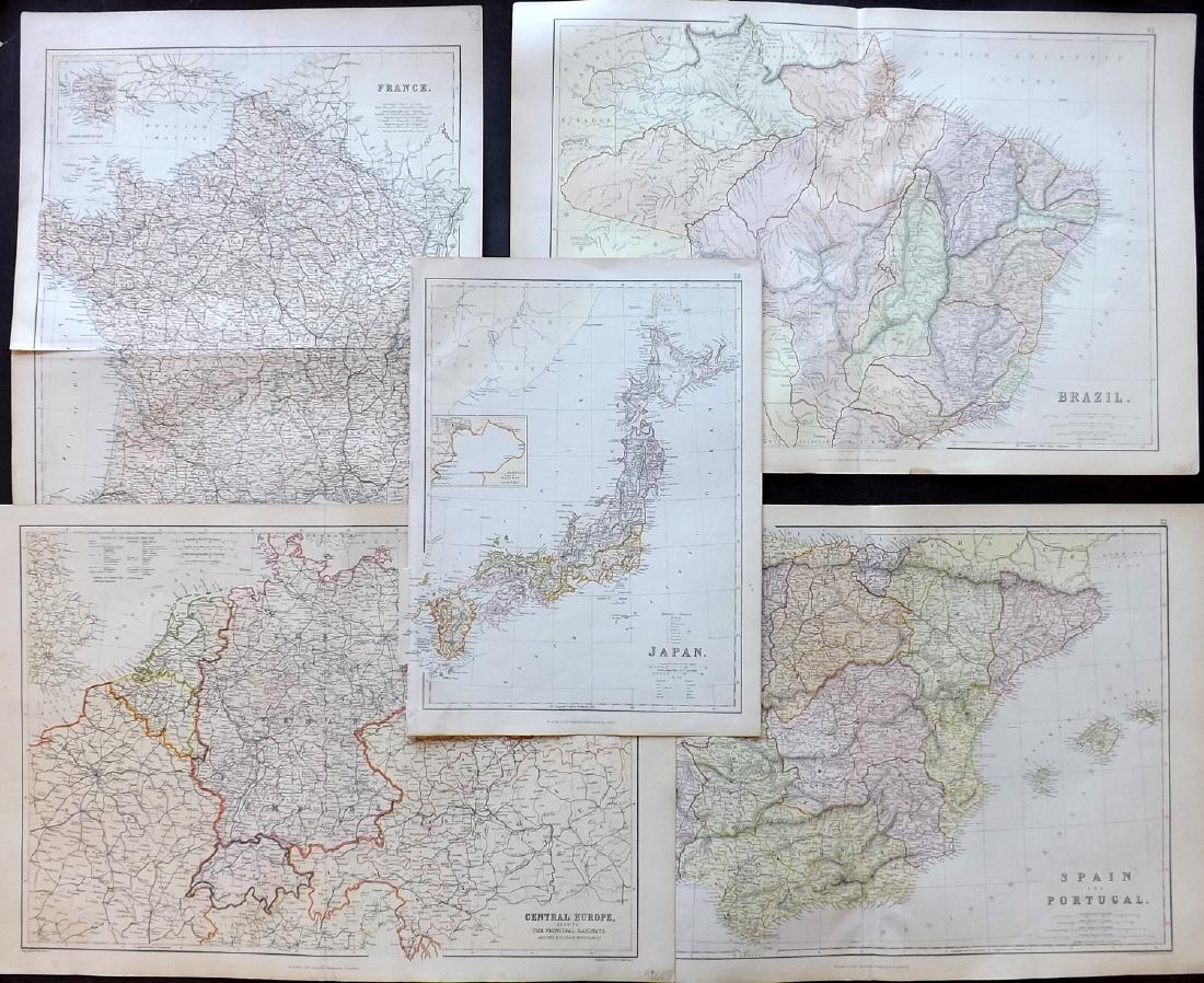 Blackie & Weller 1882 Mixed Lot of 5 Maps (1 of 2)