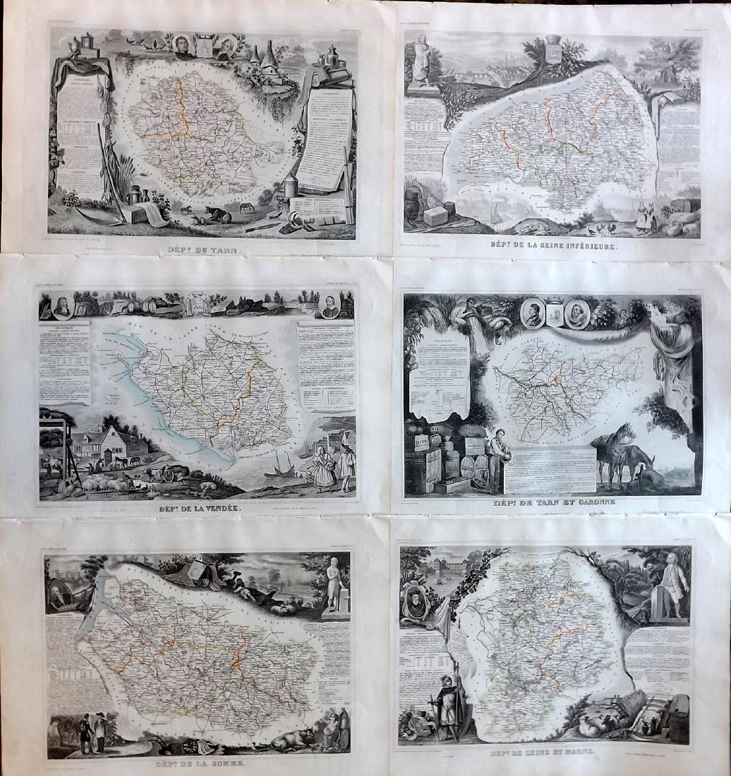 Levasseur, Victor 1859 Lot of 6 Large French Maps (1 of 2)