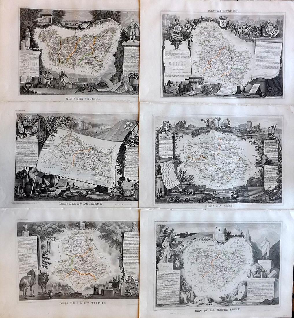 Levasseur, Victor 1859 Lot of 6 Large French Maps (1 of 2)