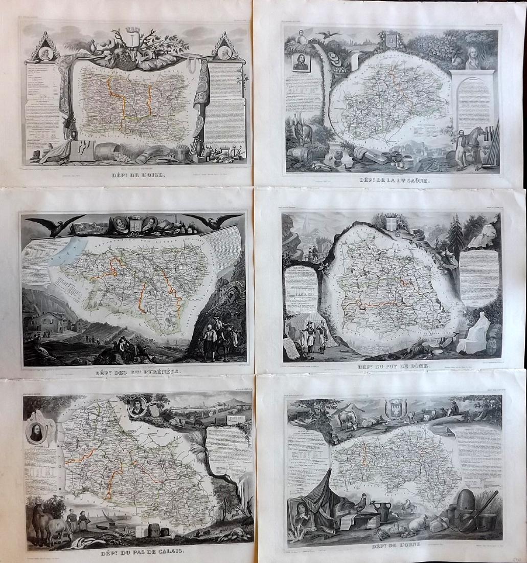 Levasseur, Victor 1859 Lot of 6 Large French Maps (1 of 2)