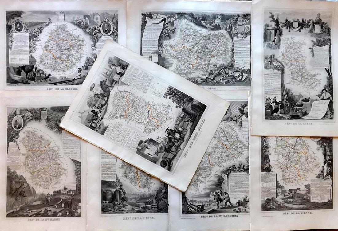 Levasseur, Victor 1859 Lot of 8 Large French Maps (1 of 3)