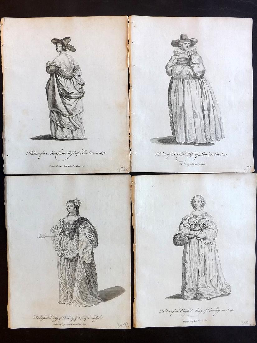 Jefferys, Thomas C1760 Lot of 4 British Costume Prints (1 of 2)