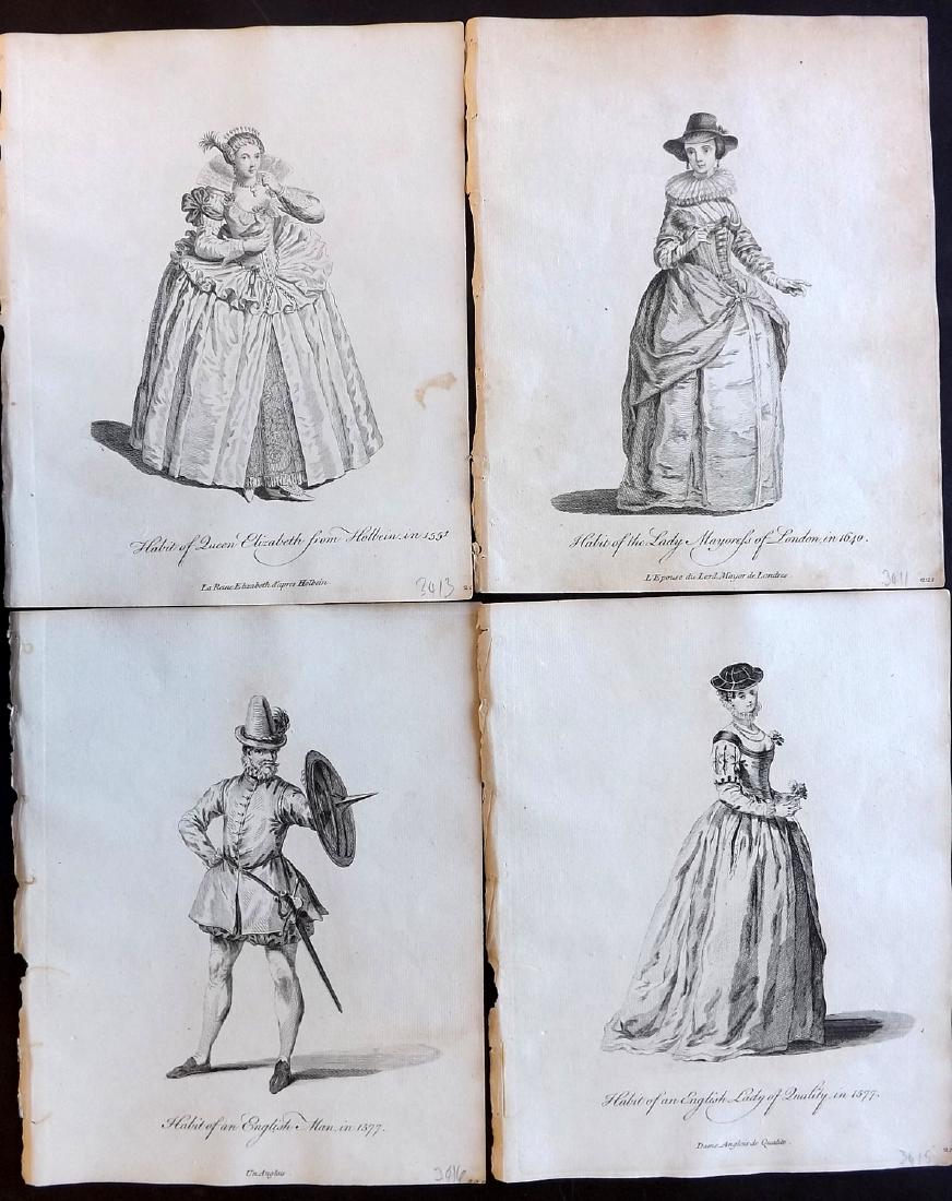 Jefferys, Thomas C1760 Lot of 4 British Costume Prints (1 of 2)