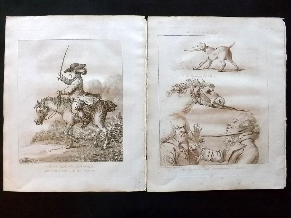 Bunbury, Henry 1808 Pair of Horse Satire Prints (1 of 2)