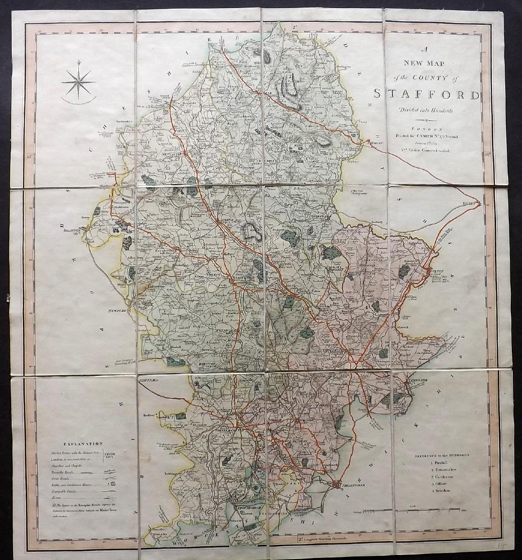 UK - Staffordshire 1808 Hand Col Map by Charles Smith (1 of 2)