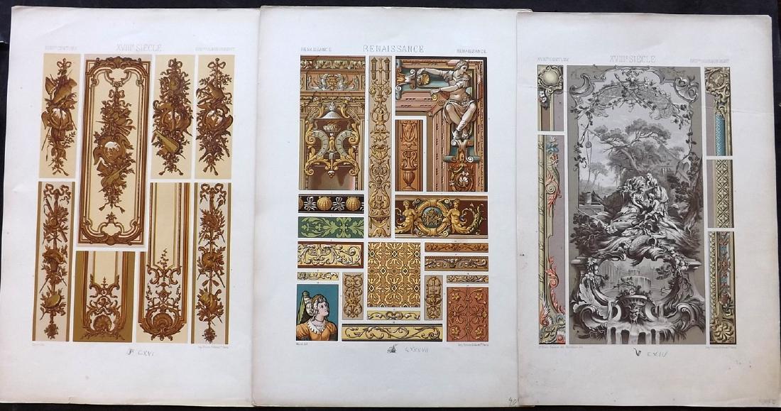 Racinet, Auguste 1873 Group of 3 Design Prints (1 of 2)