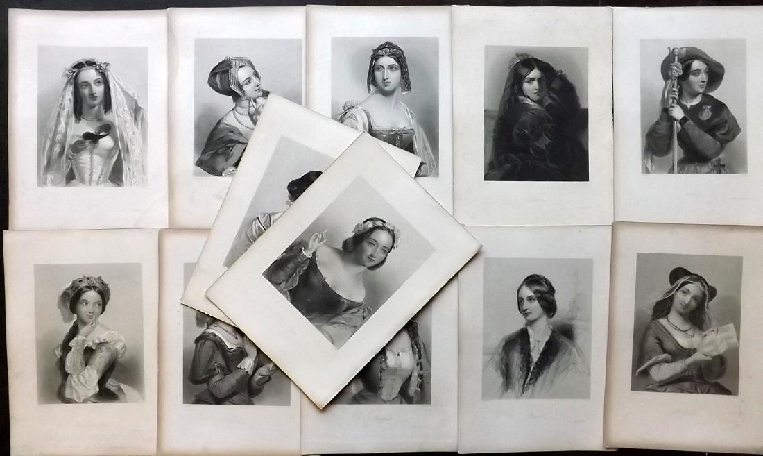 Pretty Ladies 1849 Lot of 12. Heroines of Shakespeare (1 of 2)