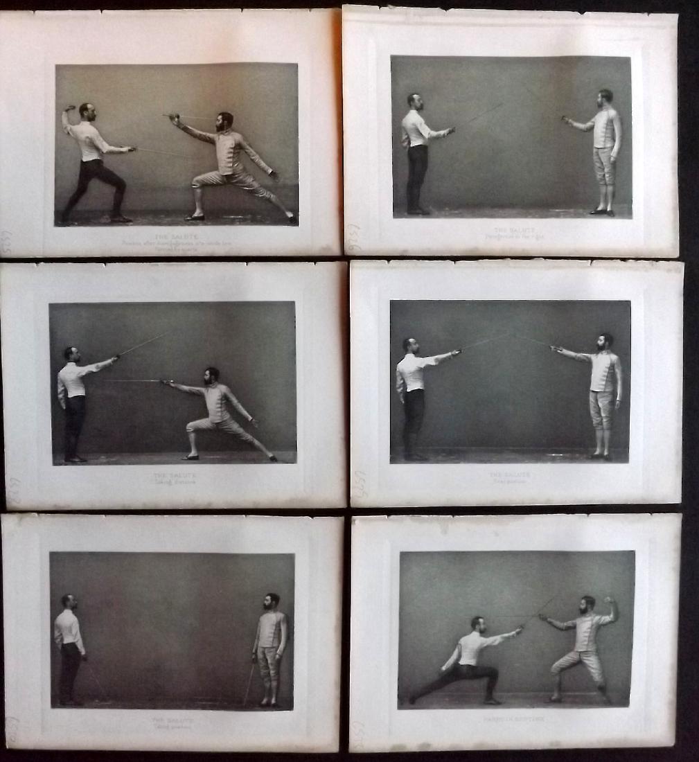 Sword Fencing 1889 Lot of 6 Prints. Badminton Library (1 of 2)
