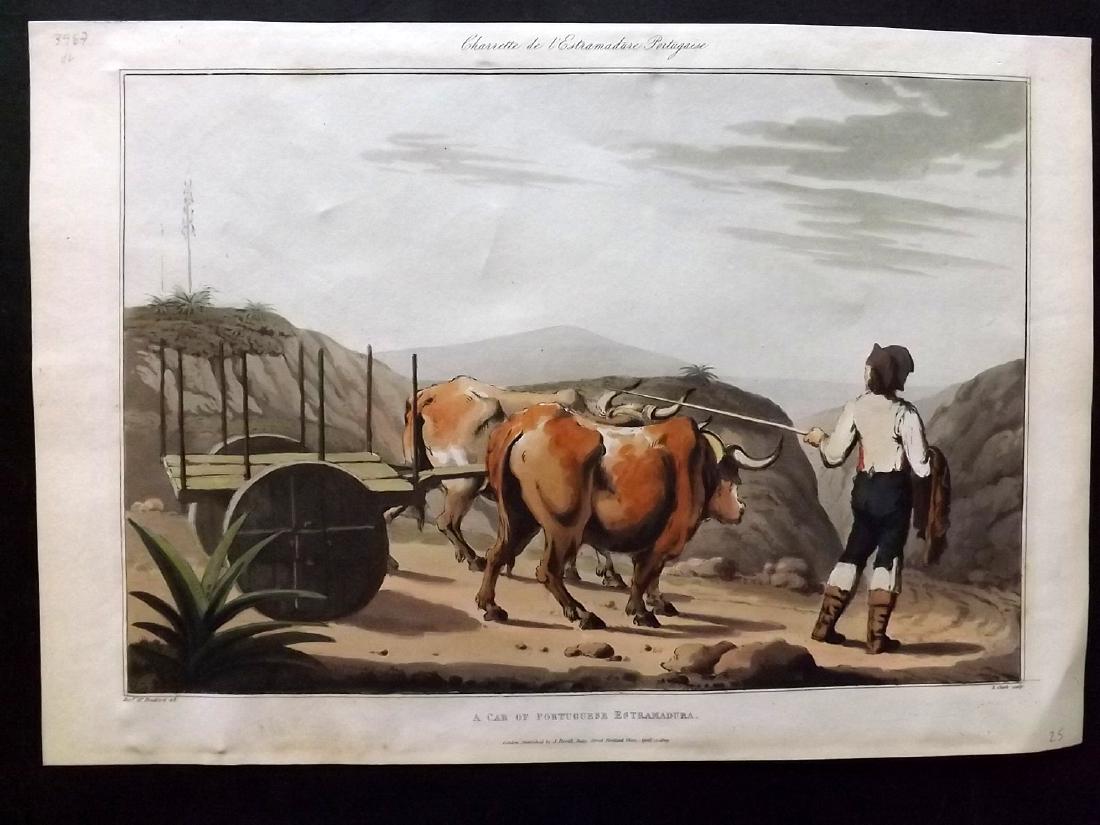 Bradford, William 1812 Hand Col Print. Portugal Ox Cart (1 of 1)