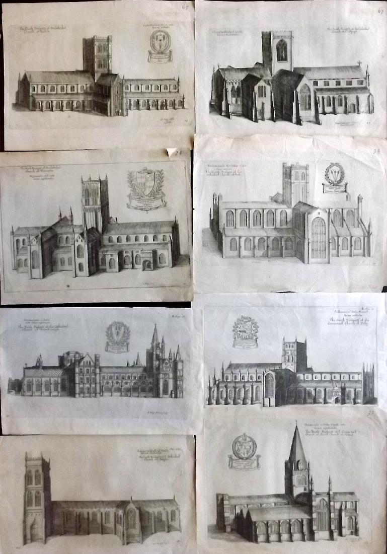 Dugdale & King 1682 Lot of 8 Architecture Prints (1 of 2)