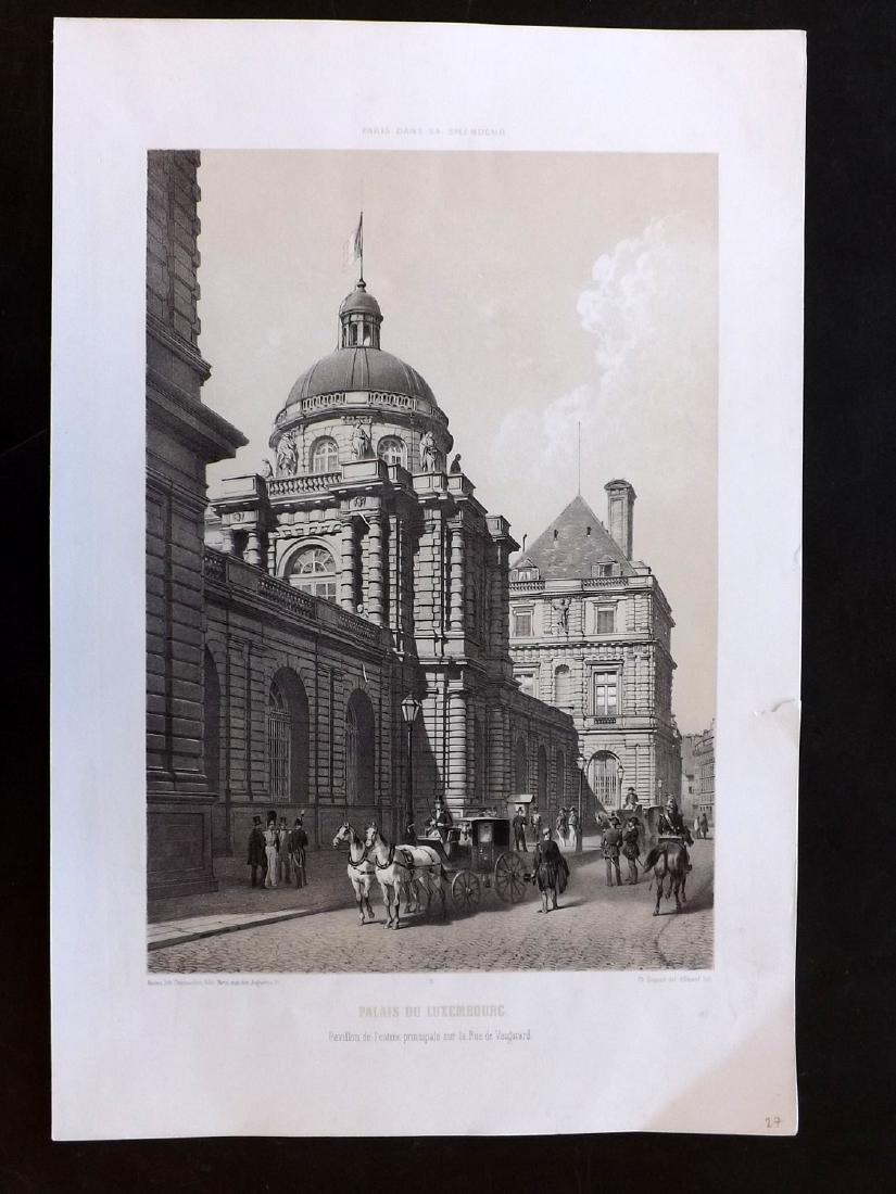 Paris dans sa Splendeur 1863 LG Print Palais Luxembourg: Lithograph Published 1861-63, Paris for "Paris dans sa Splendeur" Edited by Henri Charpentier. Mostly Drawn by Felix Bonoist, and Lithographed by Benoist and others. Paper Size: 19 x 13 inch (48 x 33c