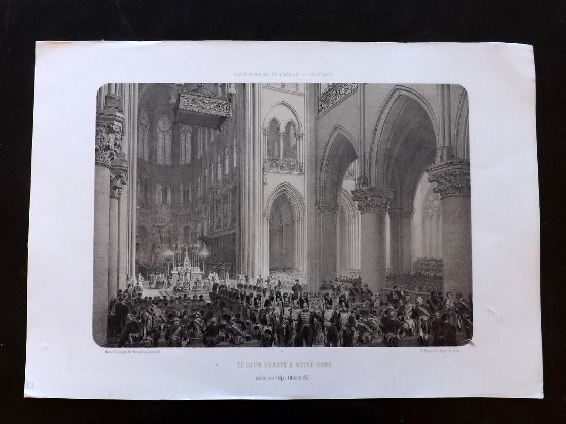 Paris dans sa Splendeur 1863 Print. Chante a Notre Dame: Lithograph Published 1861-63, Paris for "Paris dans sa Splendeur" Edited by Henri Charpentier. Mostly Drawn by Felix Bonoist, and Lithographed by Benoist and others. Paper Size: 19 x 13 inch (48 x 33c