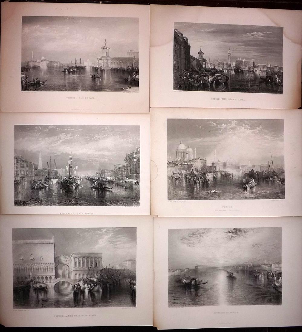 Venice 1879 Lot of 6 Folio Steel Engravings after (1 of 2)