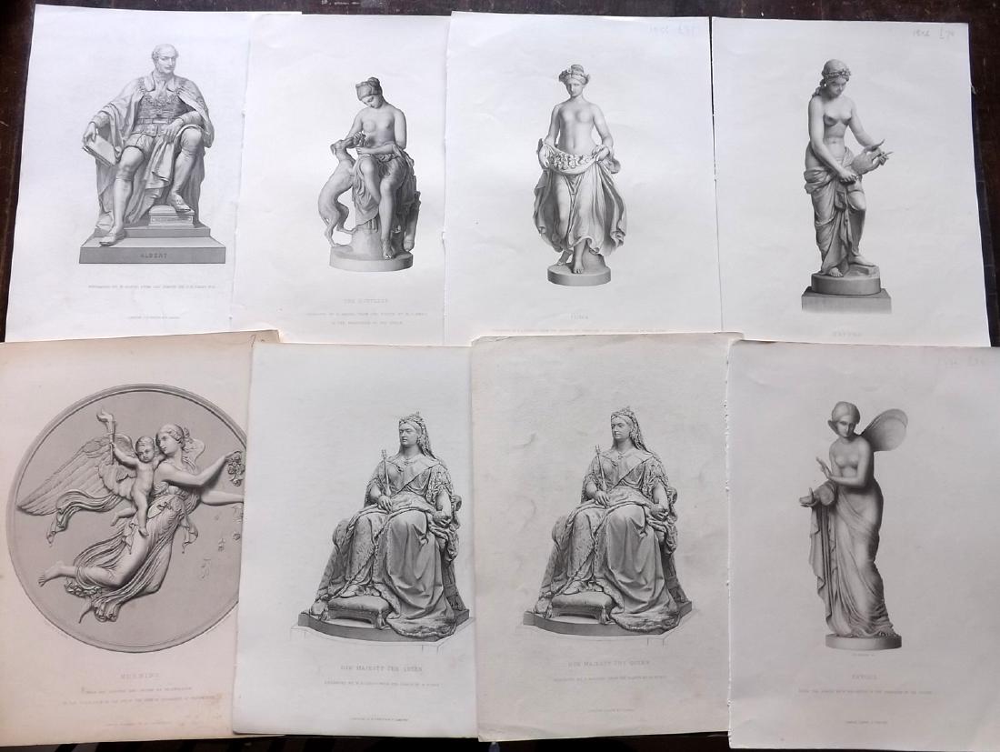 Art Journal C1860 Lot of 10 Steel Engravings. Statues (1 of 2)