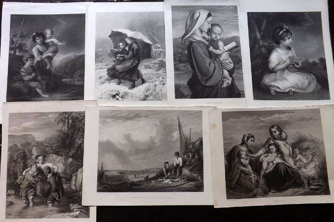 Art Journal C1860 Lot of 12 Steel Engravings. Children (1 of 2)