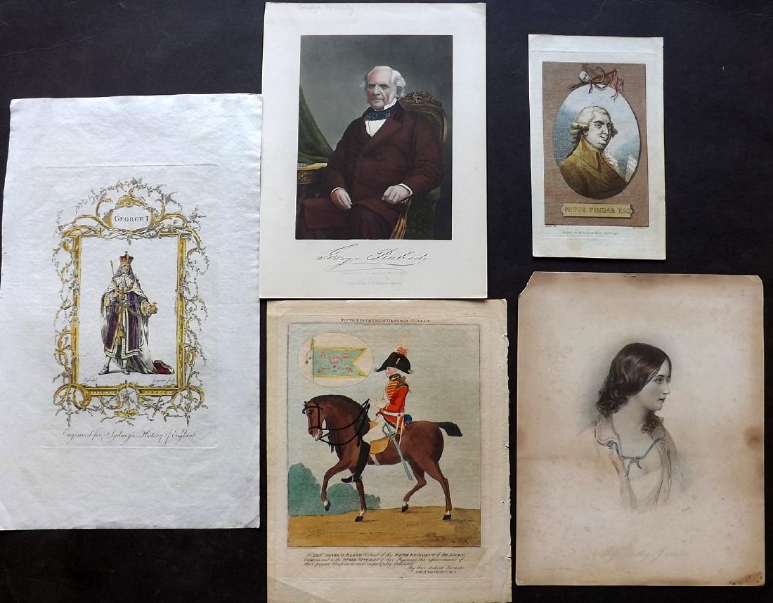 Portraits 1766-C1860 Lot of 5 Hand Coloured Prints (1 of 2)