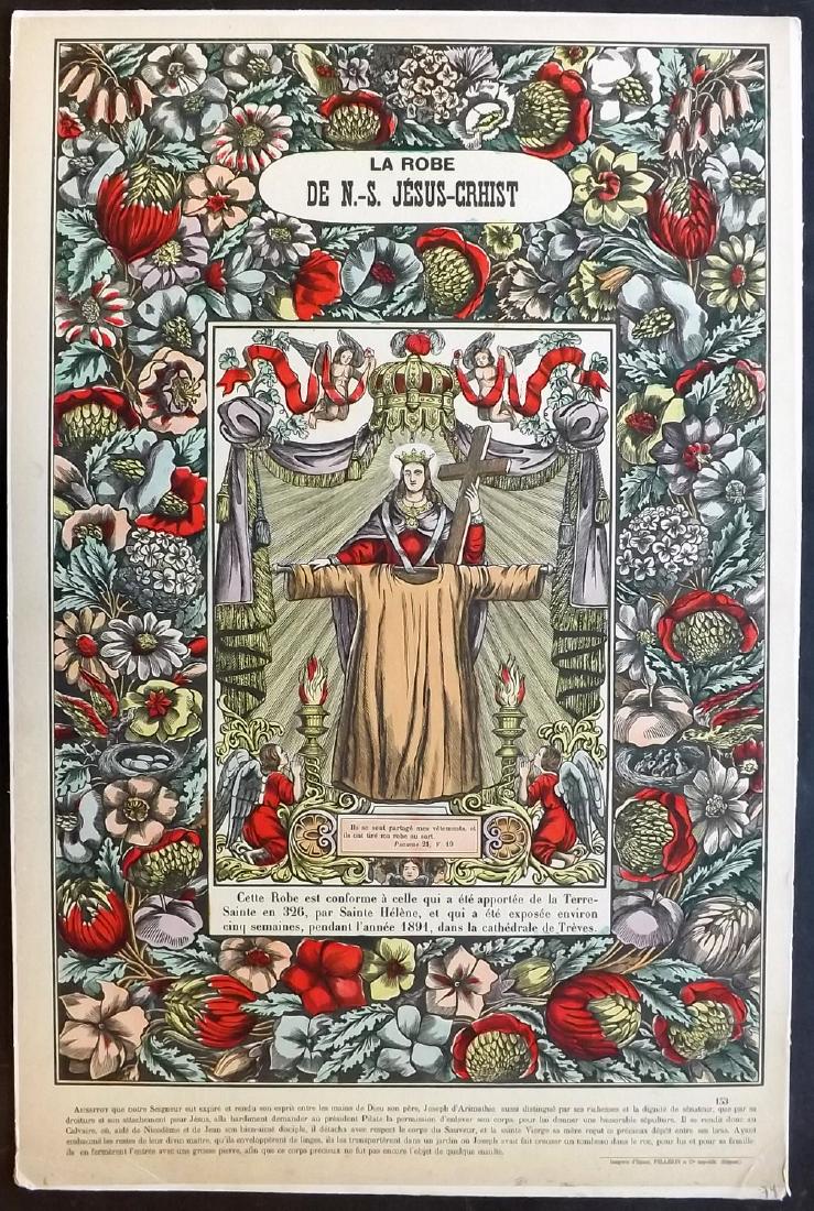 Religious 1890's Large Hand Coloured Epinal Print (1 of 3)