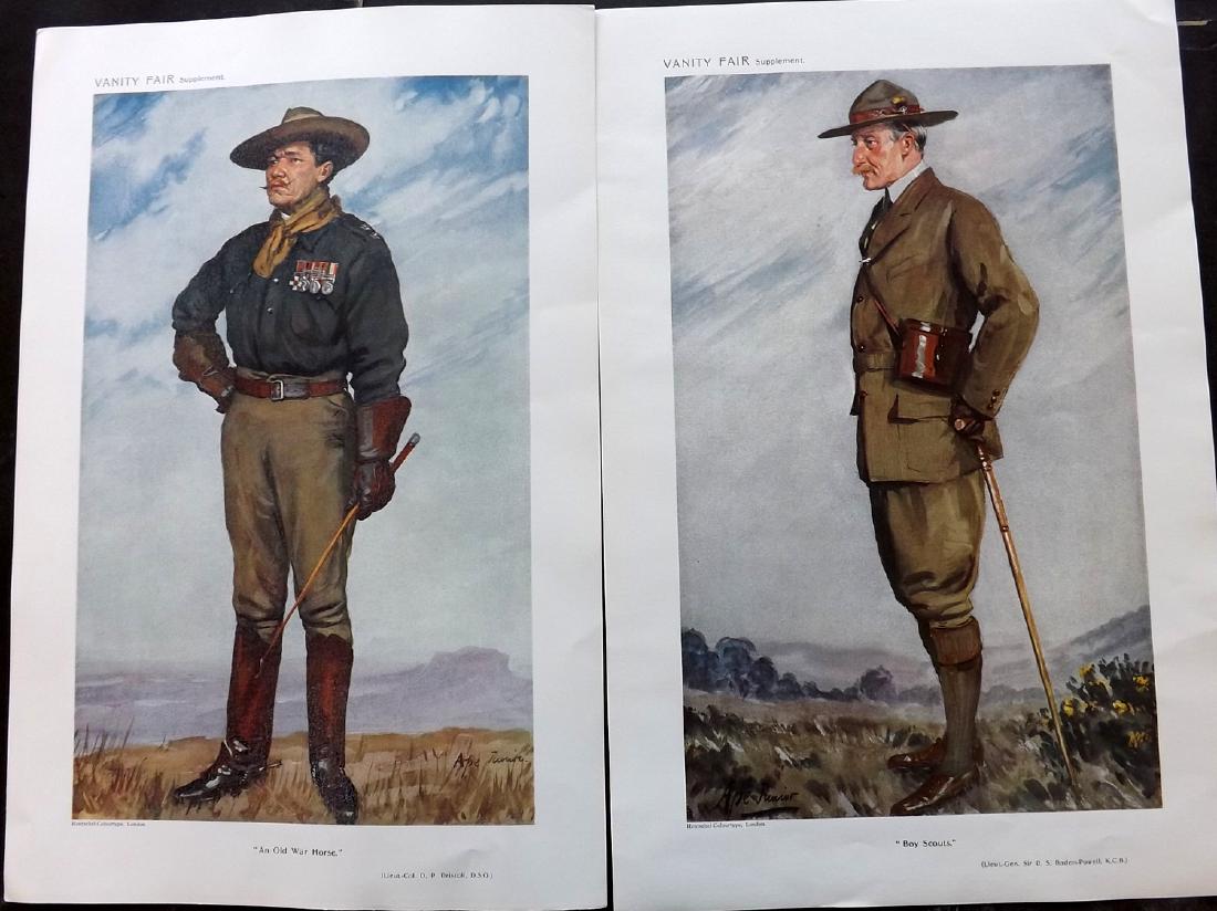 Vanity Fair Prints 1911 Driscoll & Baden-Powell Scouts: Lithographs Published 1911, London for "Vanity Fair" Paper Size: 15 x 11 inch (38 x 28cm) Good Condition