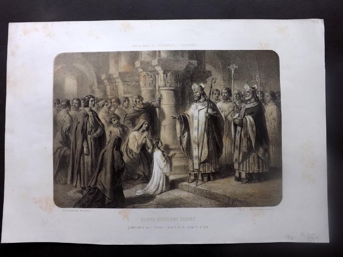 Paris dans sa Splendeur 1863 Sainte Genevieve Enfant: Lithograph Published 1861-63, Paris for "Paris dans sa Splendeur" Edited by Henri Charpentier. Mostly Drawn by Felix Bonoist, and Lithographed by Benoist and others. Paper Size: 19 x 13 inch (48 x 33c