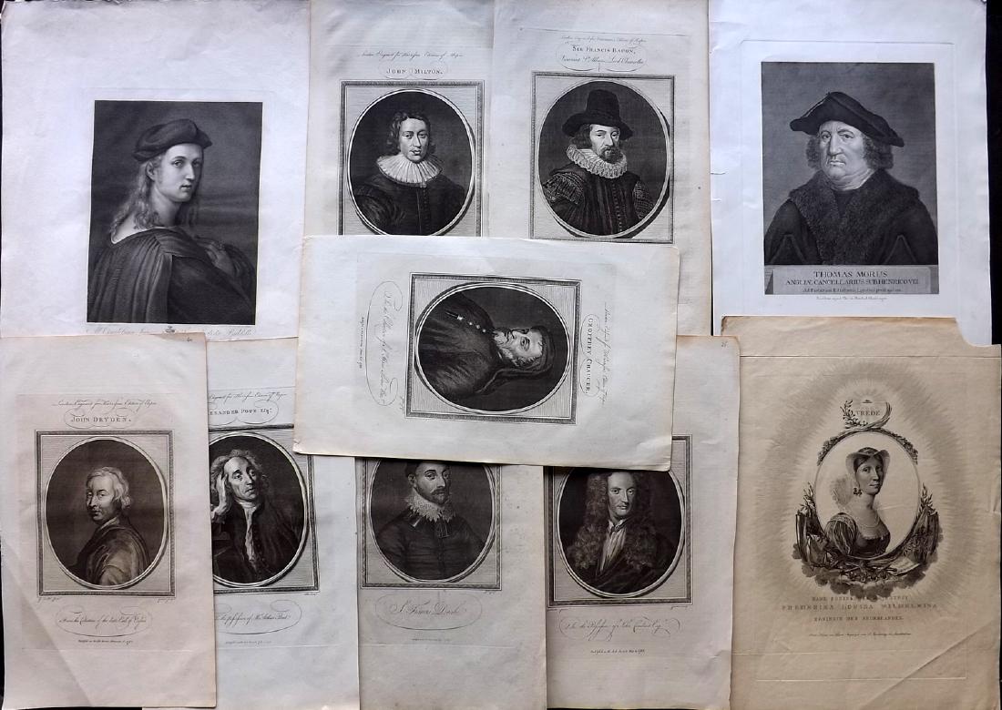 Portraits 18th Century Lot of 10 Folio Copper Plates (1 of 2)