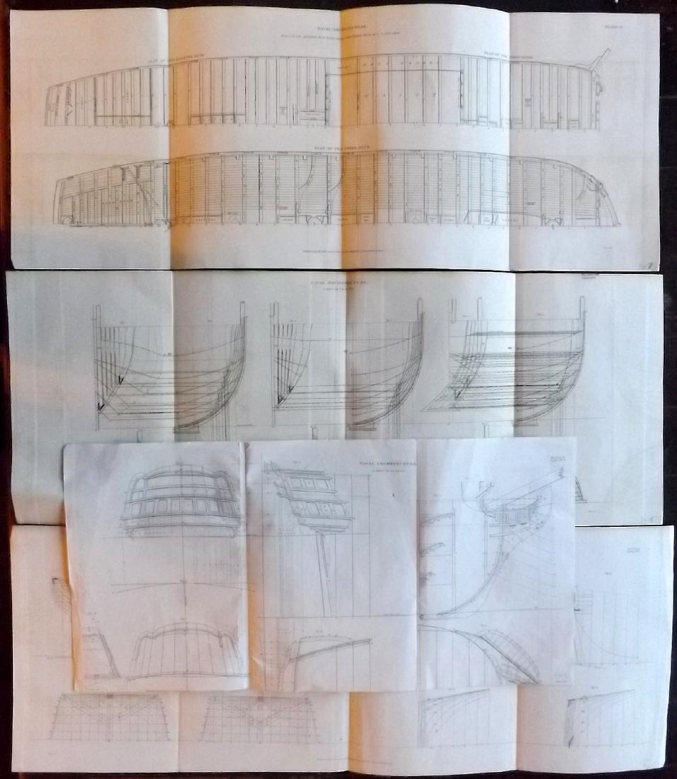 Rees, Abraham C1810 Lot of 4 Large Naval Ship Plans (1 of 2)