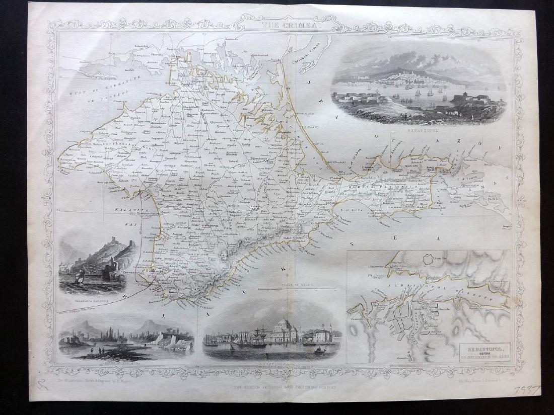 Rapkin, John 1858 Map of The Crimea. Tallis: Steel Engraved Map Published 1858 by the London Printing and Publishing Co., London for "The History Of The War With Russia: Giving Full Details Of The Operations Of The Allied Armies" by Henry Tyrrel