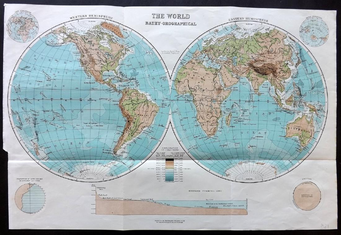World Hemipsheres 1911 Map by Bartholomew (1 of 1)
