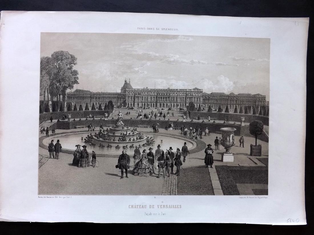 Paris dans sa Splendeur 1863 LG Print. Versailles: Lithograph Published 1861-63, Paris for "Paris dans sa Splendeur" Edited by Henri Charpentier. Mostly Drawn by Felix Bonoist, and Lithographed by Benoist and others. Paper Size: 19 x 13 inch (48 x 33c