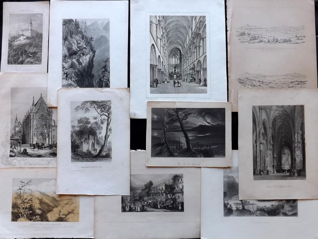 World Views 19th Cent Lot of 11 Engravings & Lithos (1 of 2)