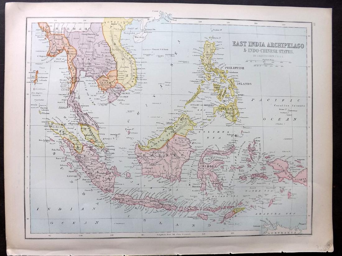 Bryce, James 1881 Map of East Indies, Malaya, Borneo (1 of 1)