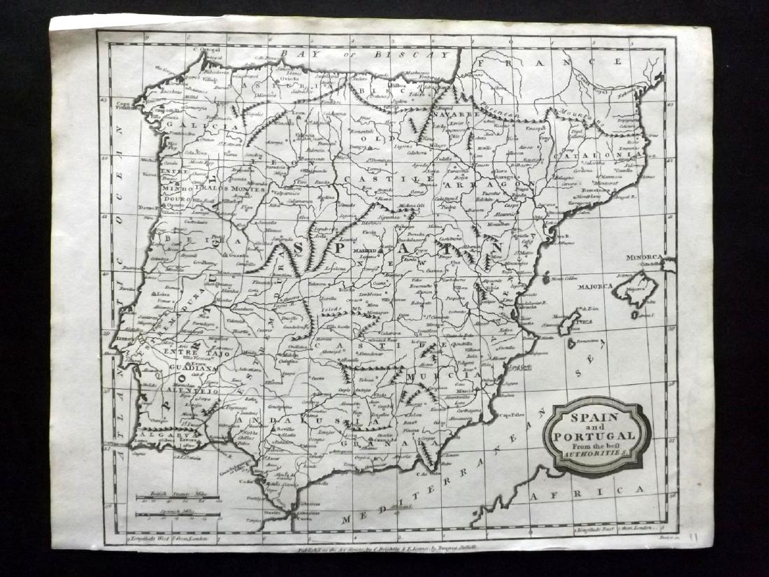 Barlow 1807 Antique Map of Spain and Portugal (1 of 1)