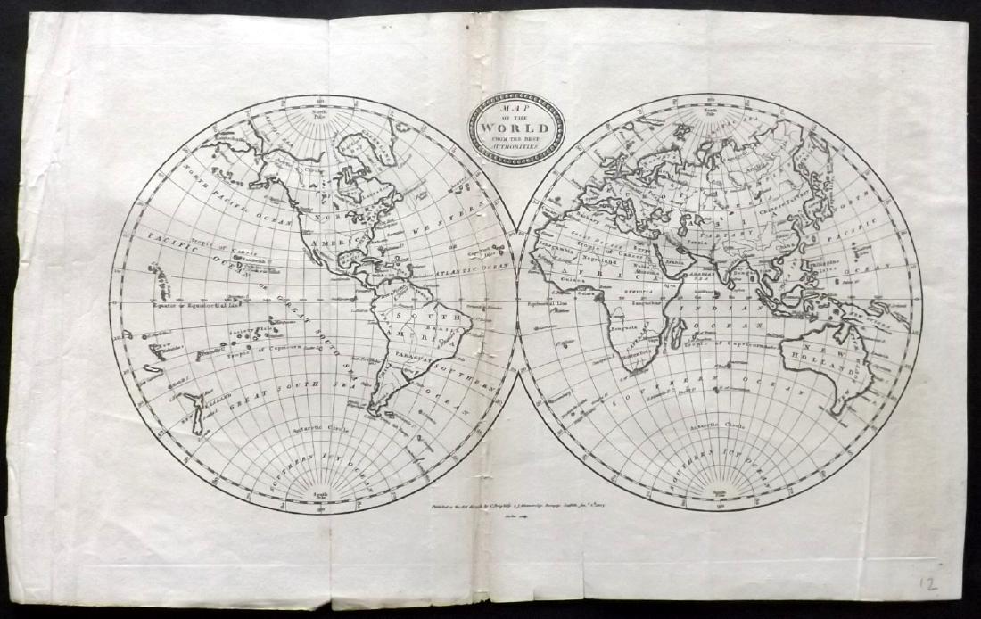 Barlow 1807 Antique Map of The World Hemispheres (1 of 1)