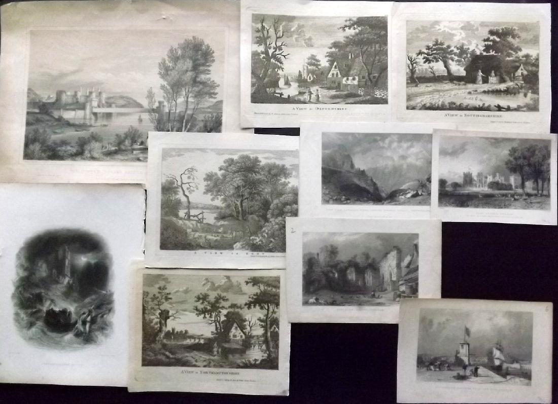British Views 18th-19th Century Lot of 10 Engravings (1 of 3)